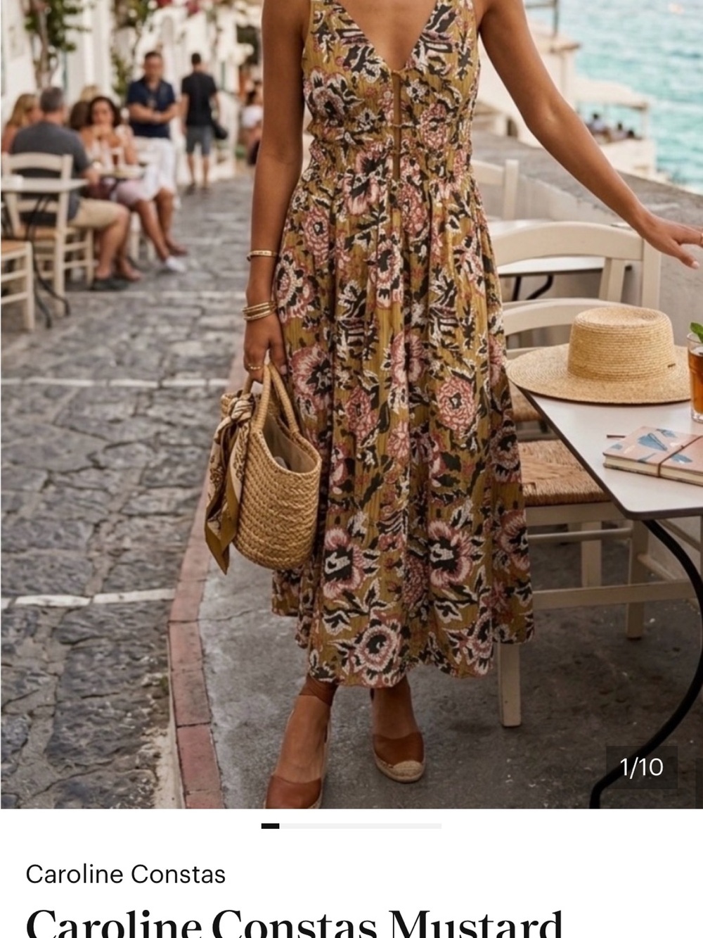Caroline Constas green pink floral pocket cotton Anthro dress size S - Picture 8 of 8